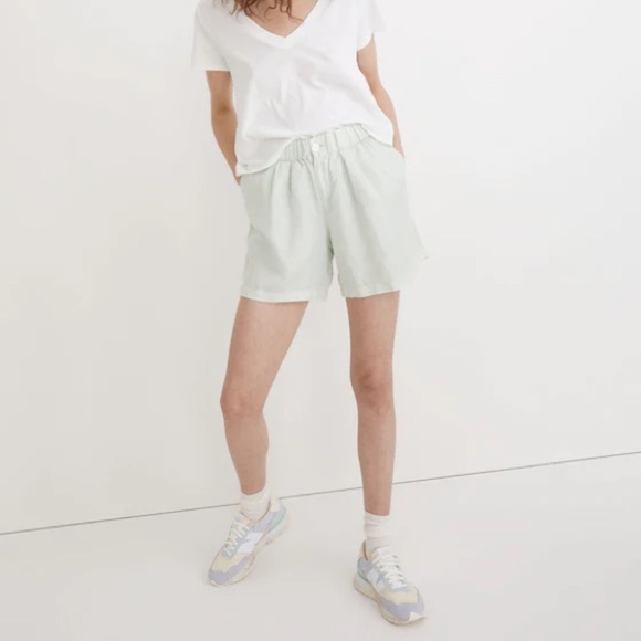 Madewell Linen-Blend Pull-On Pleated Shorts: Earth-Dyed Edition - Mint Botanical - Picture 1 of 12